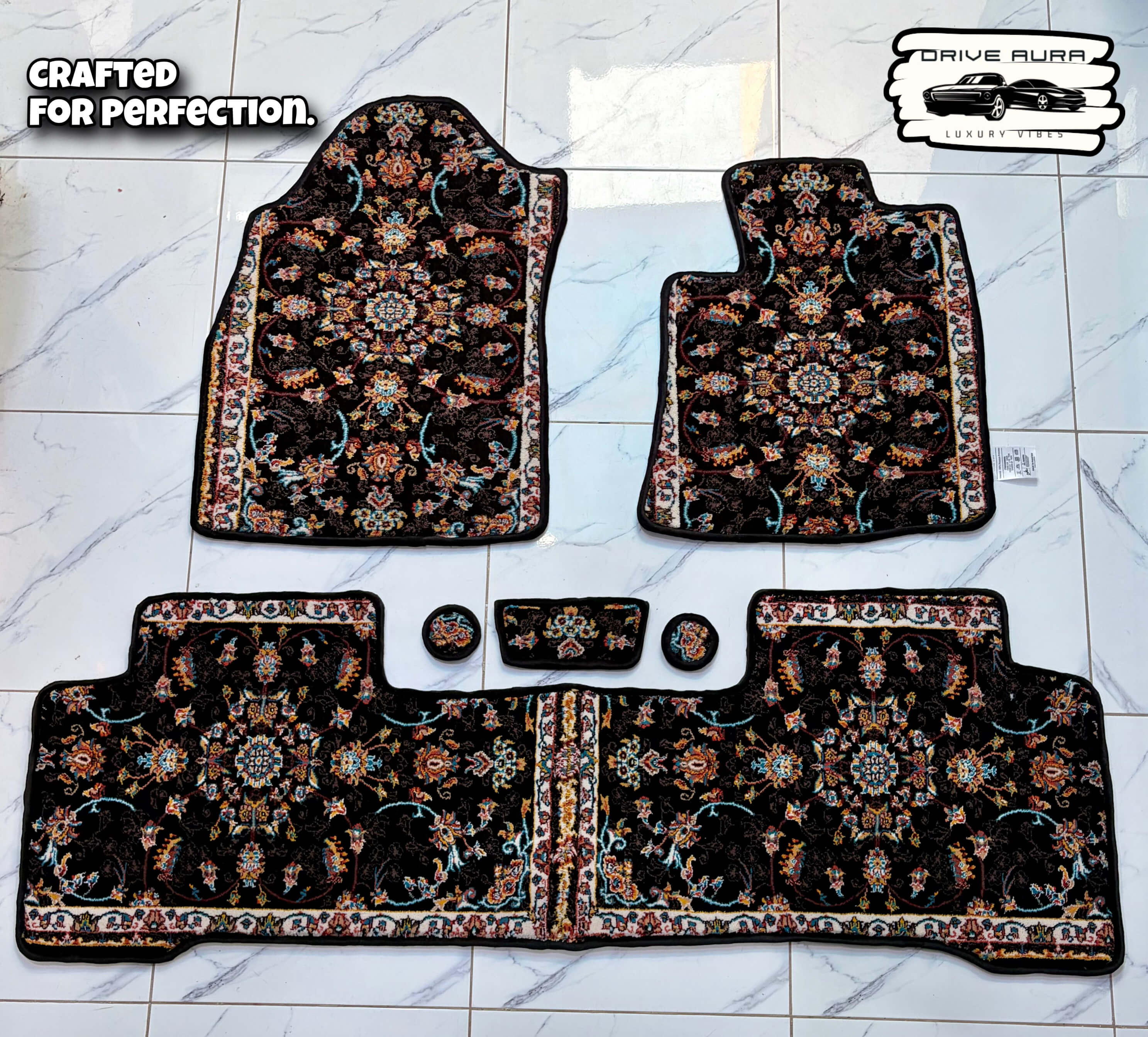 Black Persian Luxury Car Mats — Statement Edition (Design 6)