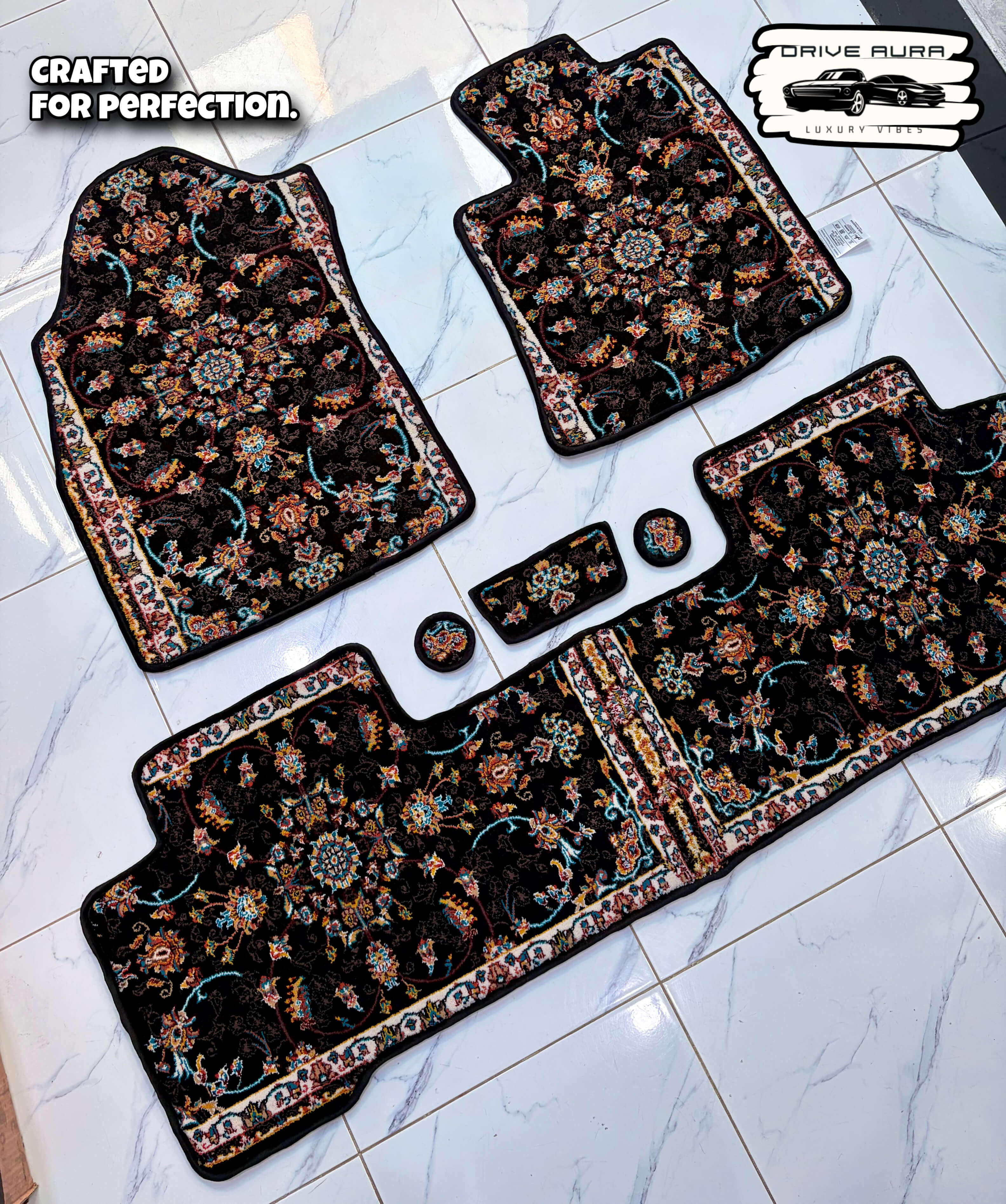 Black Persian Luxury Car Mats — Statement Edition (Design 6)