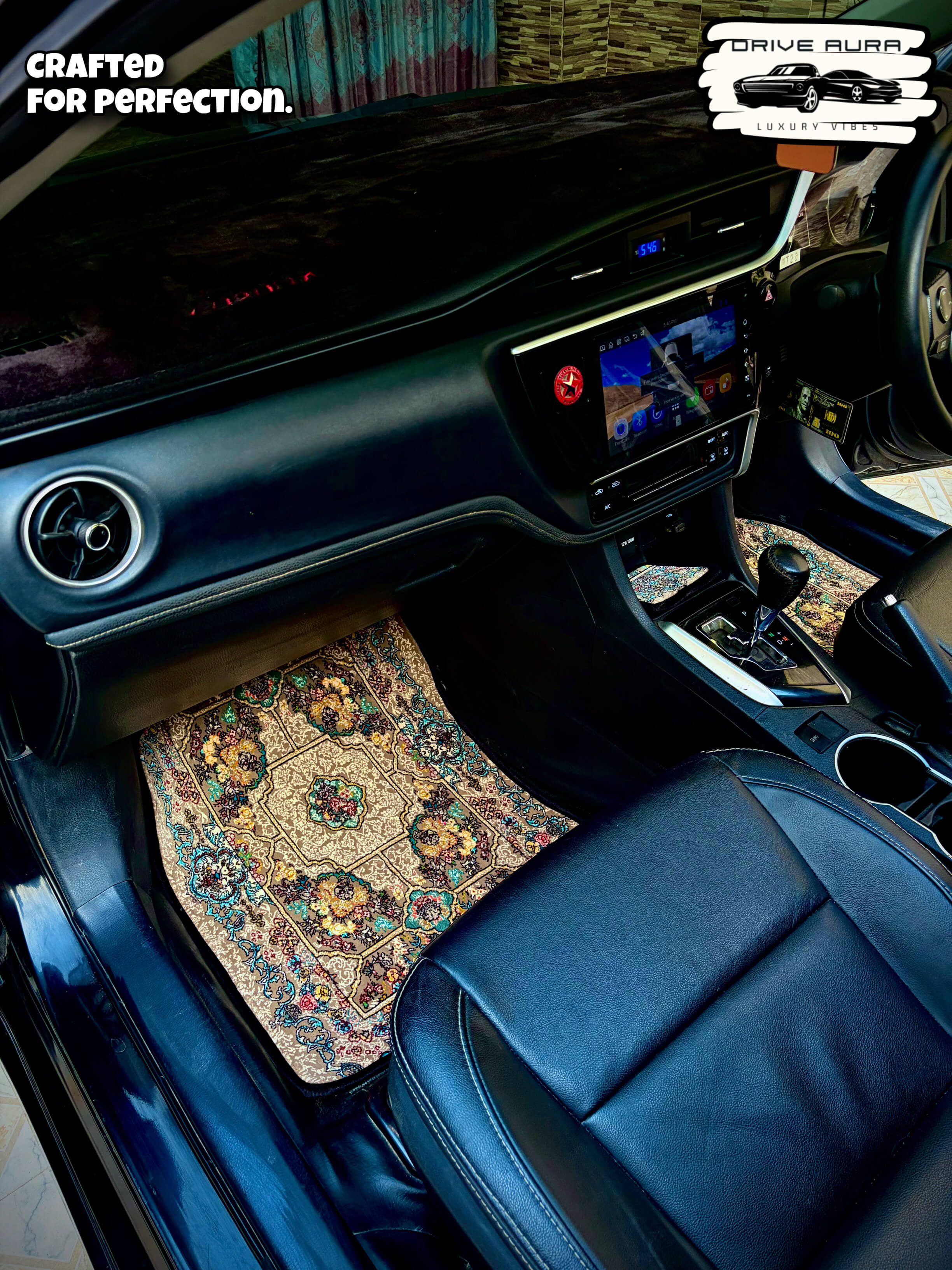 Brown Blue Persian Luxury Car Mats — Statement Edition (Design 2)