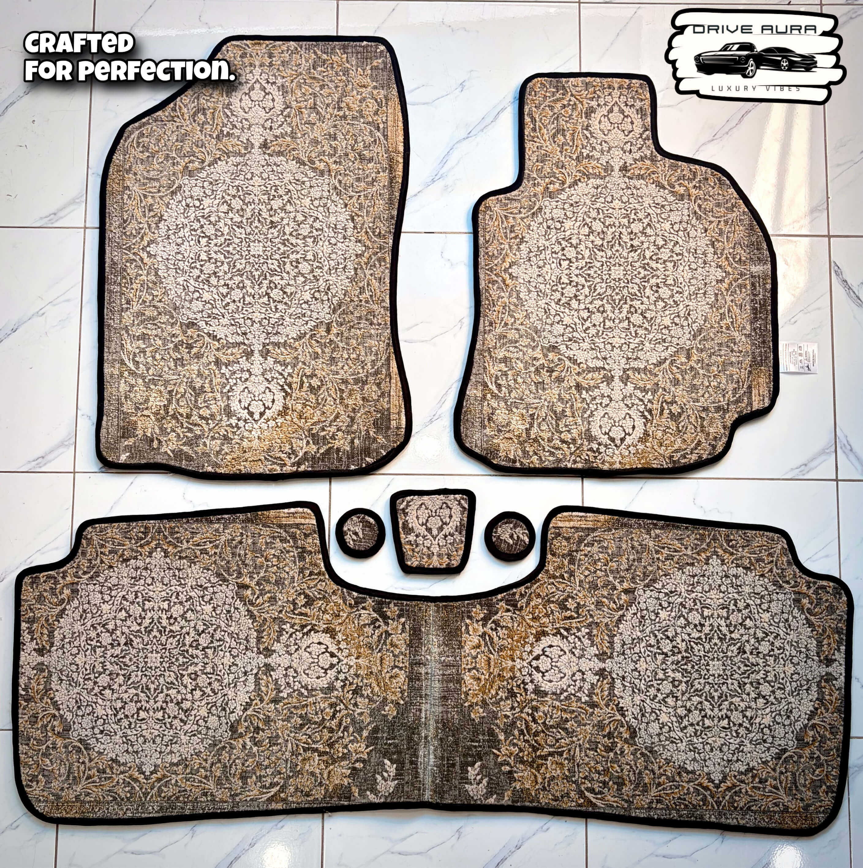 Grey Persian Luxury Car Mats — Statement Edition (Design 3)