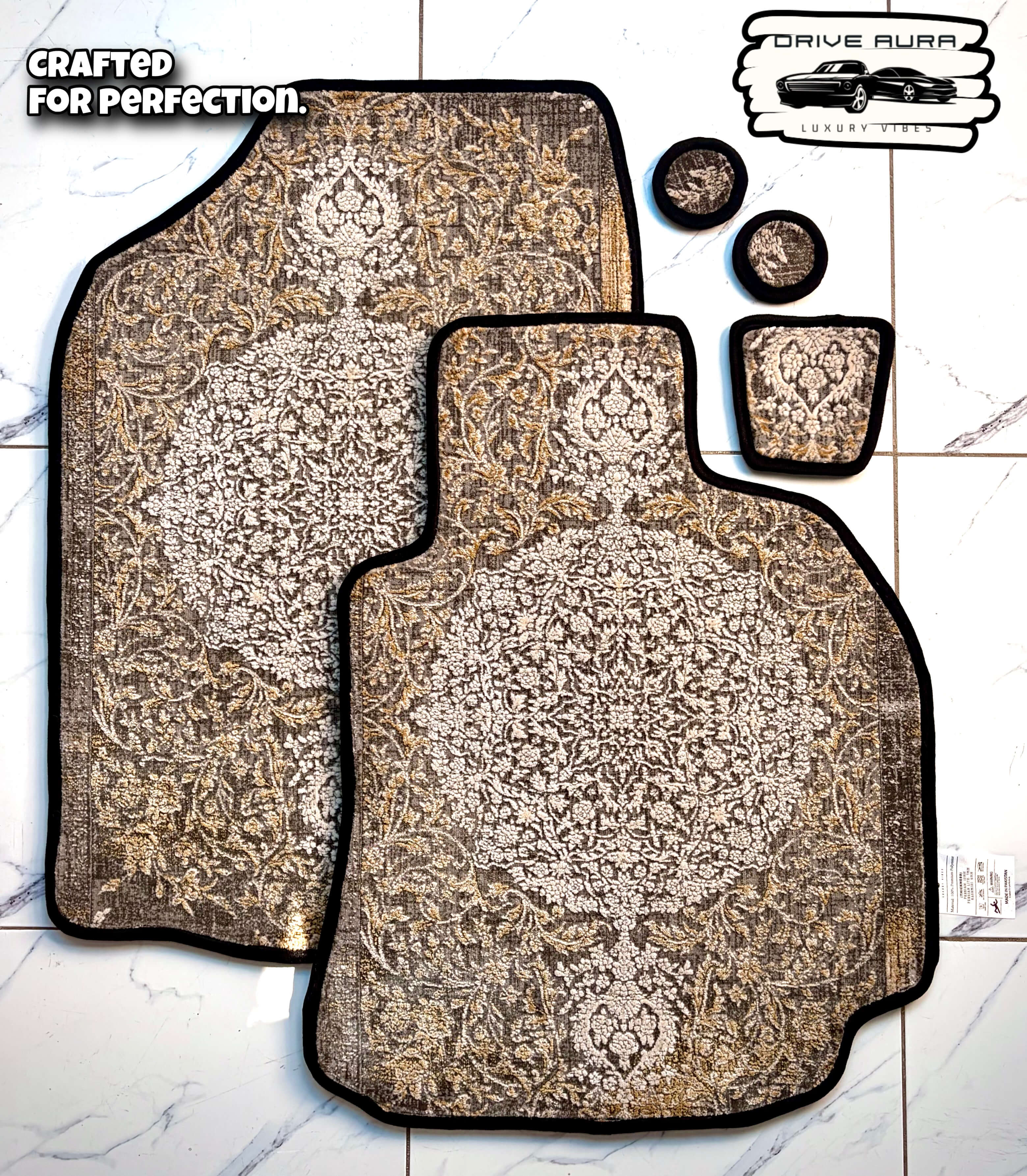 Grey Persian Luxury Car Mats — Statement Edition (Design 3)