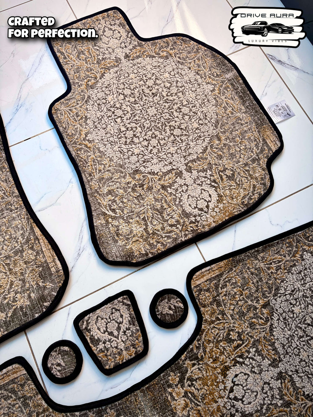 Grey Persian Luxury Car Mats — Statement Edition (Design 3)