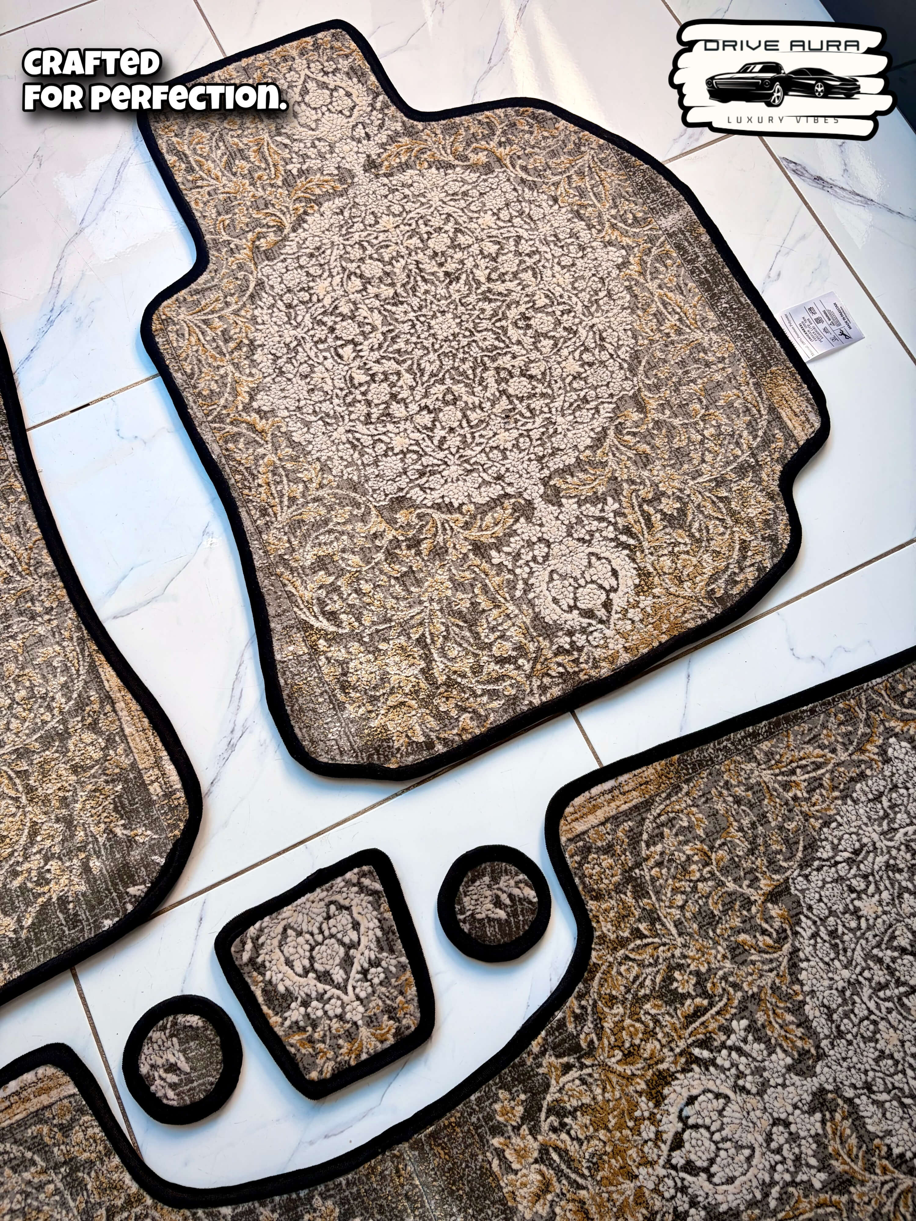 Grey Persian Luxury Car Mats — Statement Edition (Design 3)