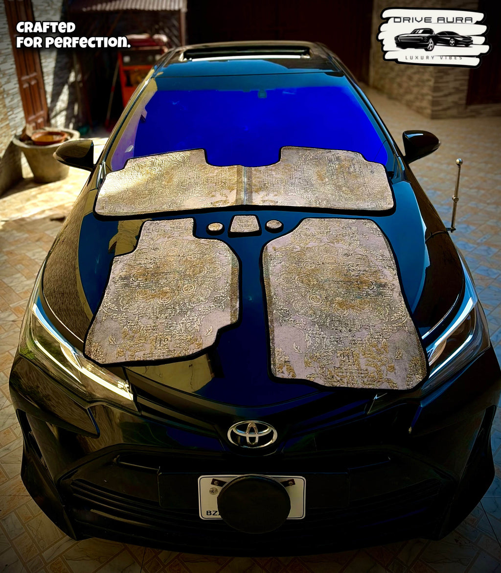 Light Grey Persian Luxury Car Mats — Statement Edition (Design 1)