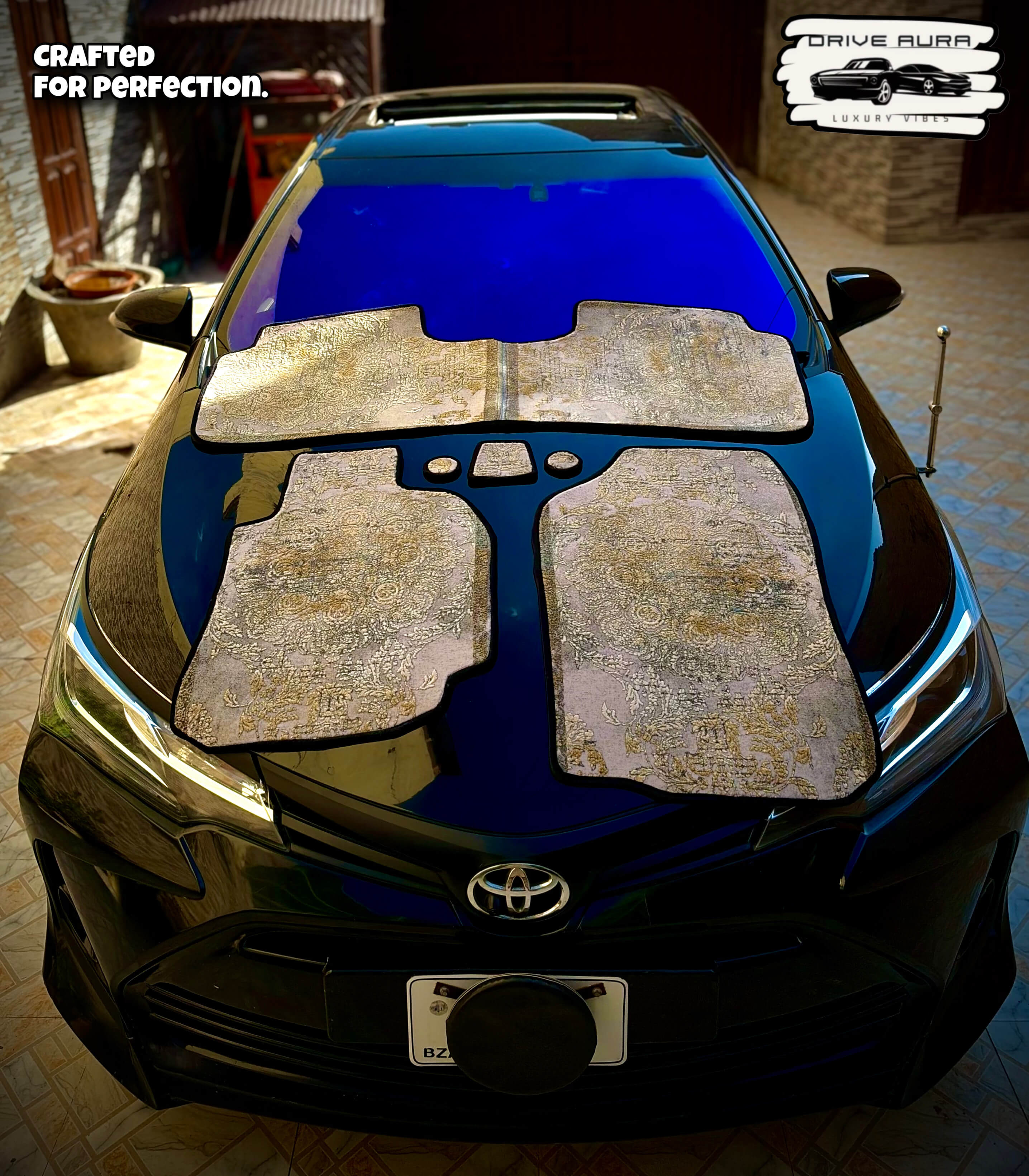 Light Grey Persian Luxury Car Mats — Statement Edition (Design 1)