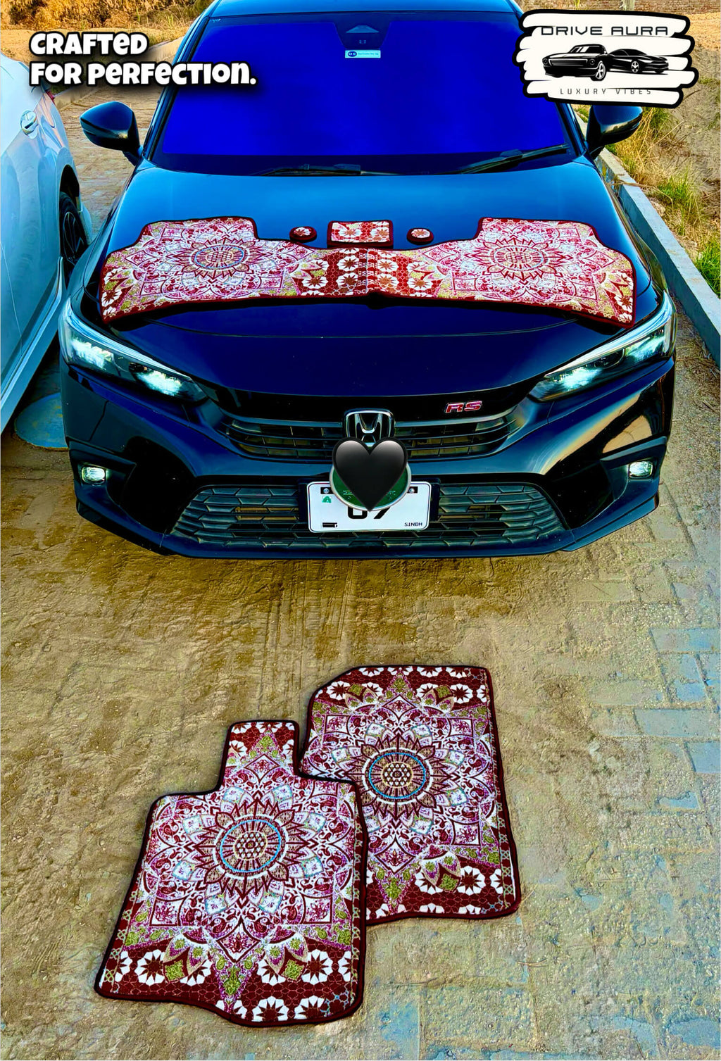 Red Persian Luxury Car Mats — Statement Edition (Design 7)