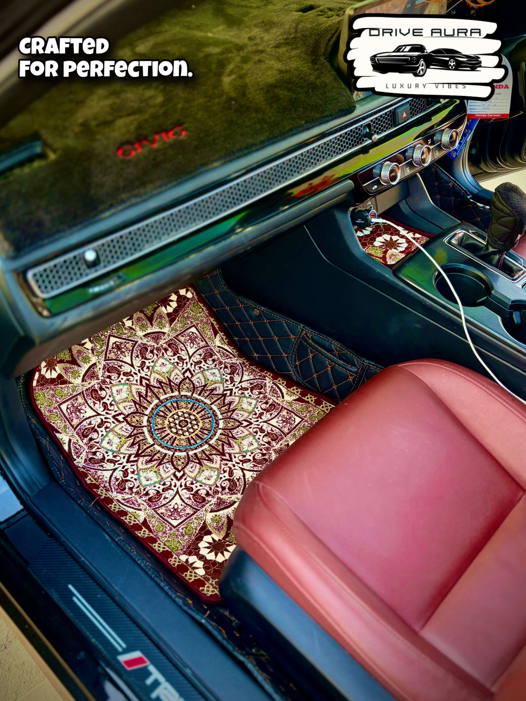 Red Persian Luxury Car Mats — Statement Edition (Design 7)