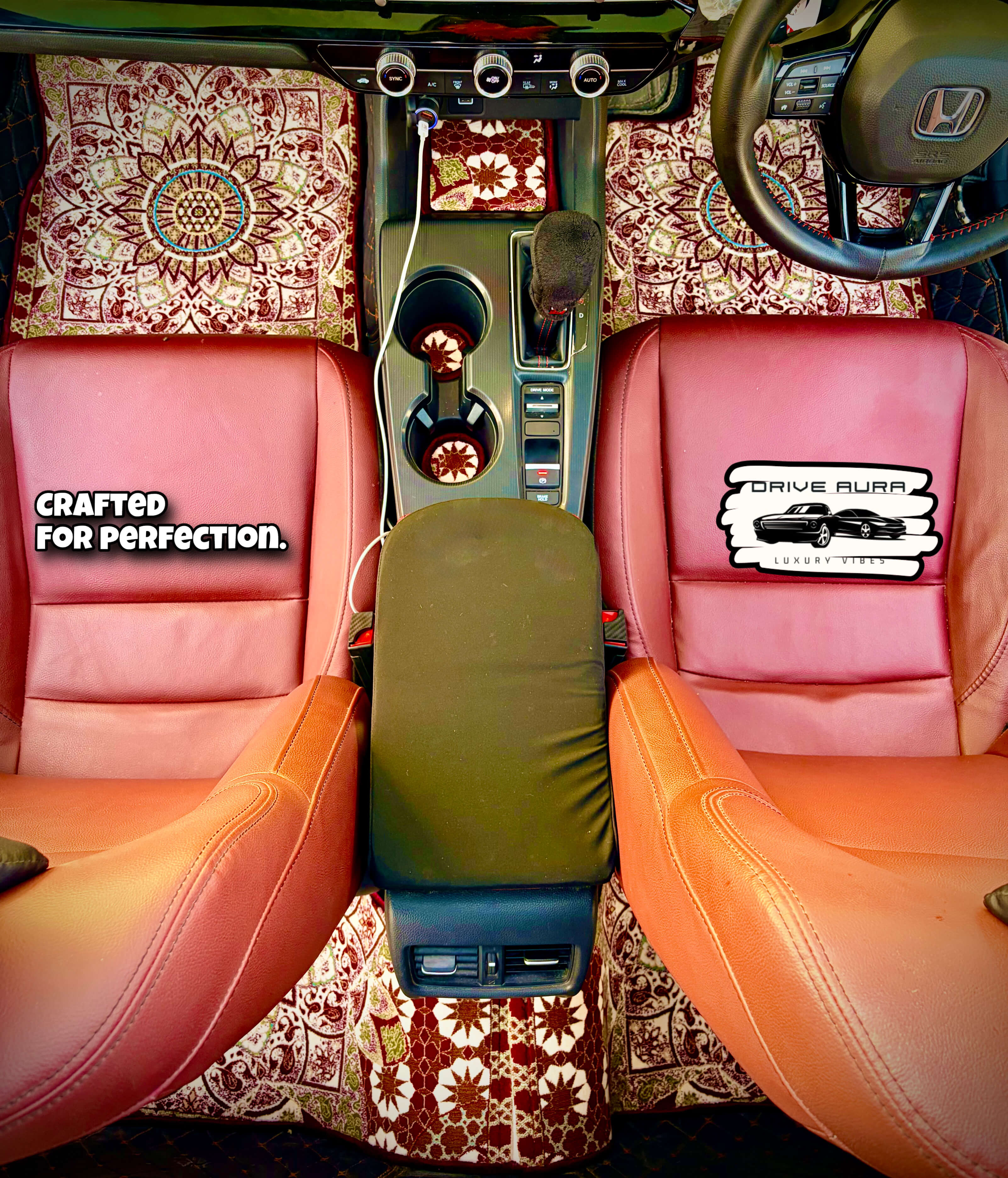Red Persian Luxury Car Mats — Statement Edition (Design 7)